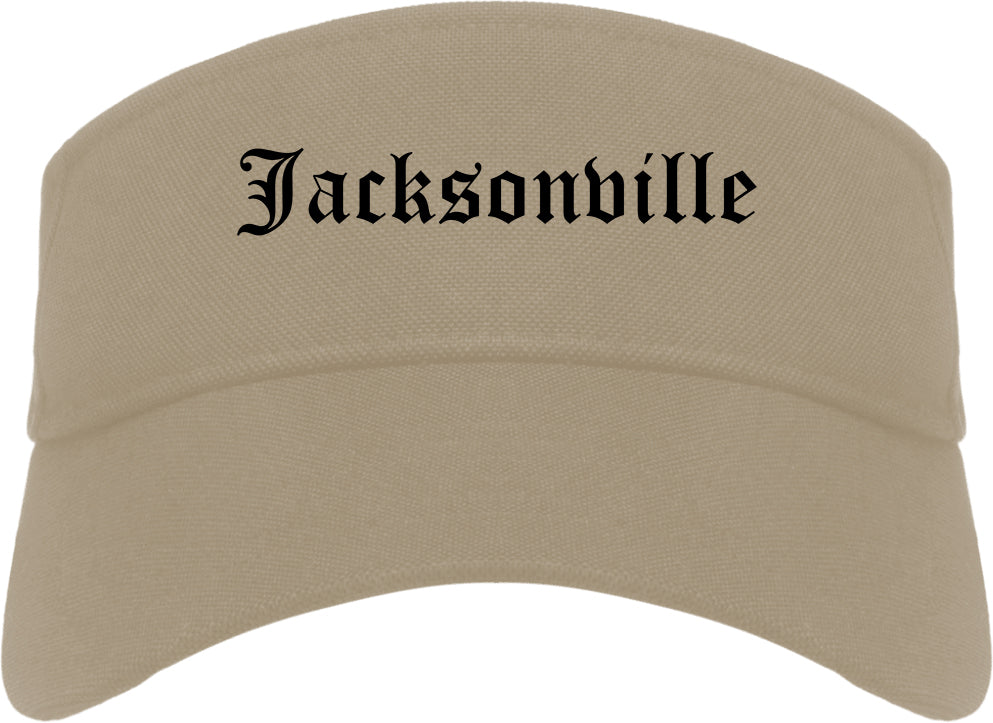 Jacksonville Illinois IL Old English Mens Visor Cap Hat Khaki