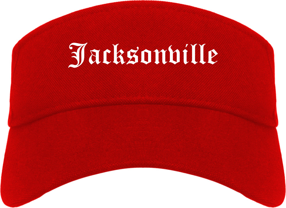 Jacksonville Illinois IL Old English Mens Visor Cap Hat Red