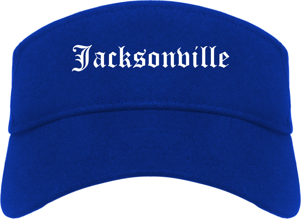 Jacksonville Illinois IL Old English Mens Visor Cap Hat Royal Blue