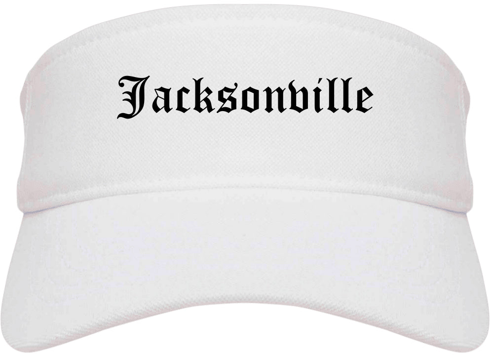 Jacksonville Illinois IL Old English Mens Visor Cap Hat White