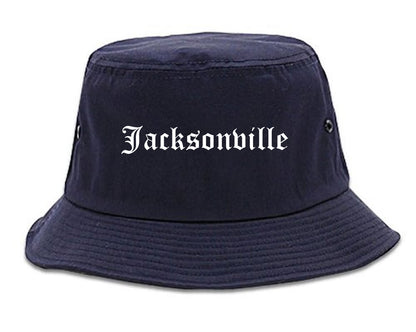 Jacksonville North Carolina NC Old English Mens Bucket Hat Navy Blue