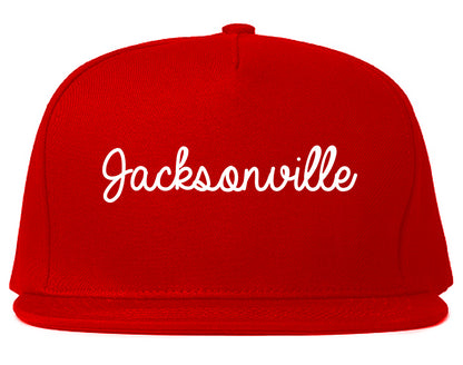 Jacksonville North Carolina NC Script Mens Snapback Hat Red