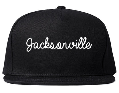 Jacksonville Texas TX Script Mens Snapback Hat Black