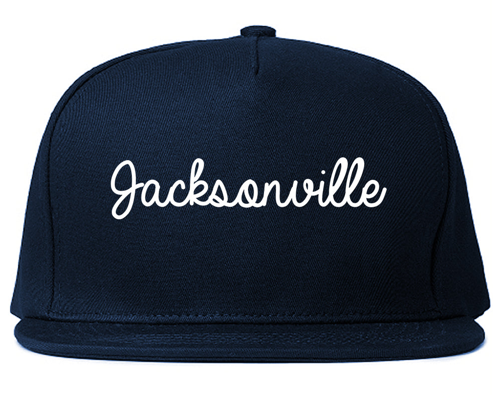 Jacksonville Texas TX Script Mens Snapback Hat Navy Blue