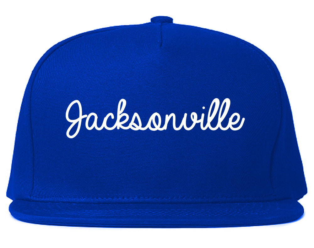 Jacksonville Texas TX Script Mens Snapback Hat Royal Blue