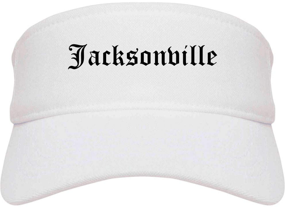 Jacksonville Texas TX Old English Mens Visor Cap Hat White