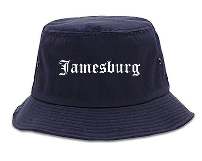 Jamesburg New Jersey NJ Old English Mens Bucket Hat Navy Blue