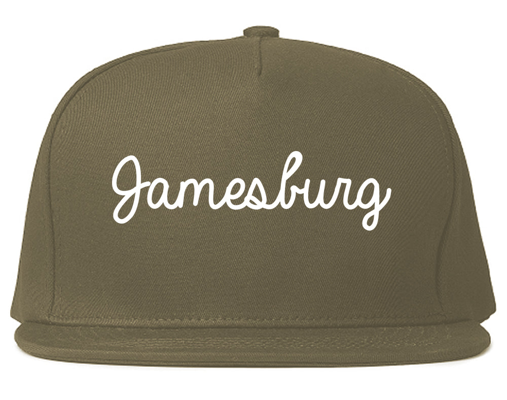 Jamesburg New Jersey NJ Script Mens Snapback Hat Grey