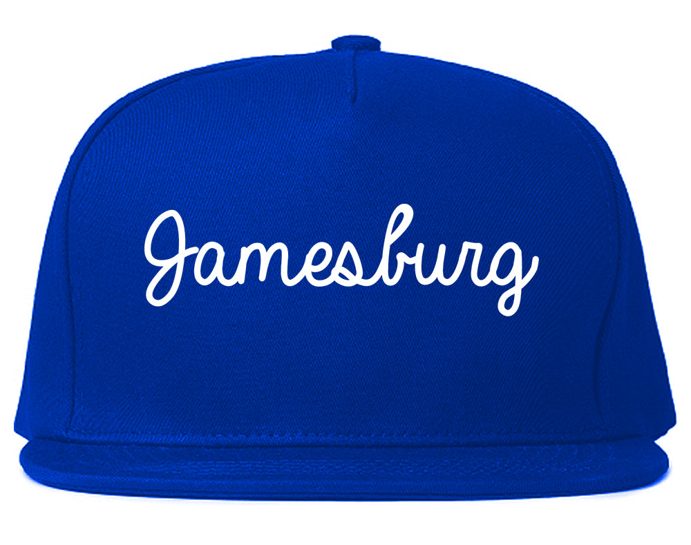 Jamesburg New Jersey NJ Script Mens Snapback Hat Royal Blue