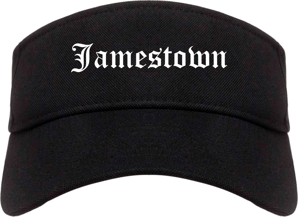 Jamestown New York NY Old English Mens Visor Cap Hat Black
