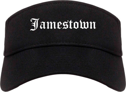 Jamestown New York NY Old English Mens Visor Cap Hat Black