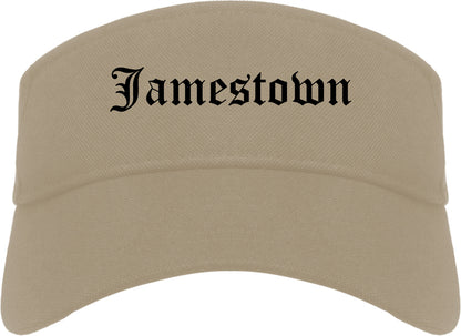 Jamestown New York NY Old English Mens Visor Cap Hat Khaki