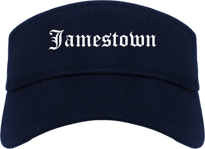 Jamestown New York NY Old English Mens Visor Cap Hat Navy Blue