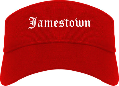 Jamestown New York NY Old English Mens Visor Cap Hat Red