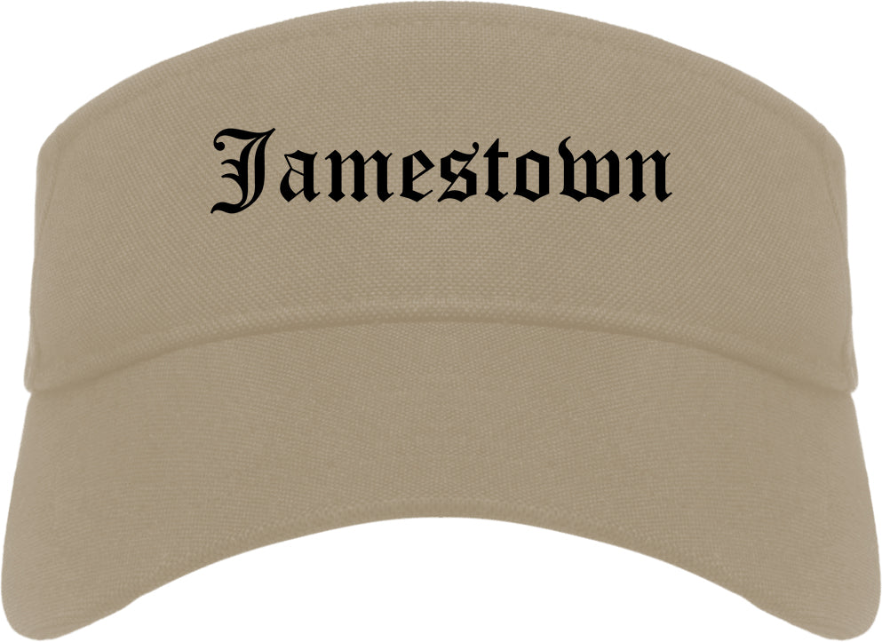 Jamestown North Dakota ND Old English Mens Visor Cap Hat Khaki