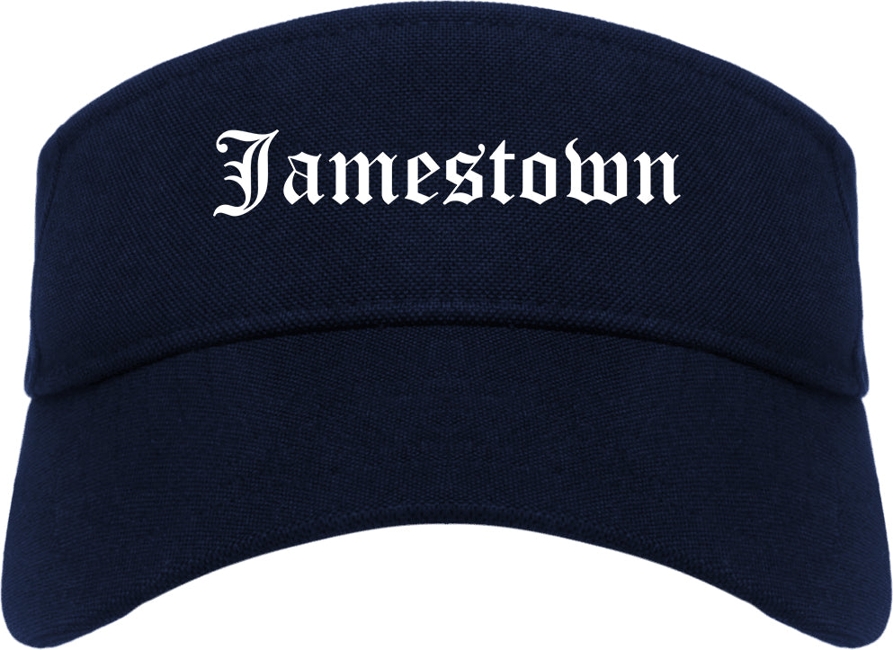 Jamestown North Dakota ND Old English Mens Visor Cap Hat Navy Blue