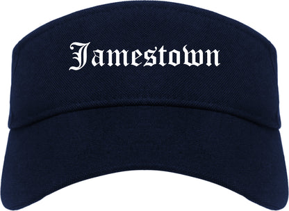 Jamestown North Dakota ND Old English Mens Visor Cap Hat Navy Blue