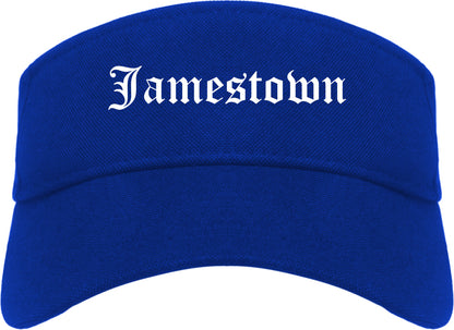 Jamestown North Dakota ND Old English Mens Visor Cap Hat Royal Blue