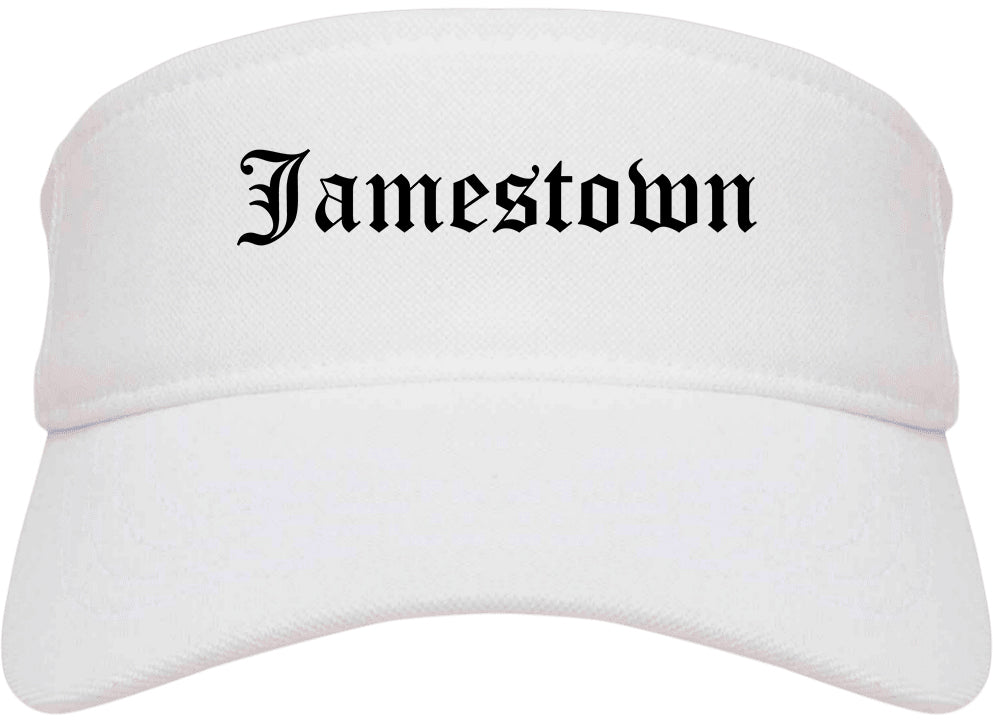 Jamestown North Dakota ND Old English Mens Visor Cap Hat White