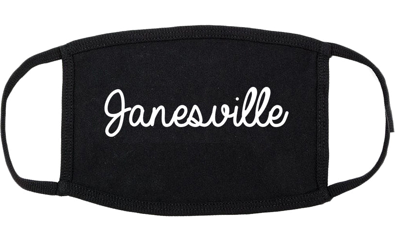 Janesville Wisconsin WI Script Cotton Face Mask Black