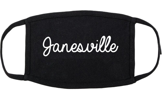 Janesville Wisconsin WI Script Cotton Face Mask Black
