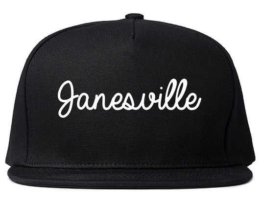 Janesville Wisconsin WI Script Mens Snapback Hat Black