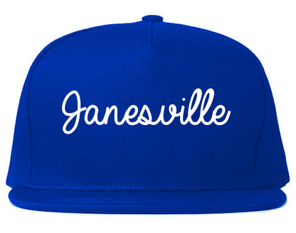 Janesville Wisconsin WI Script Mens Snapback Hat Royal Blue