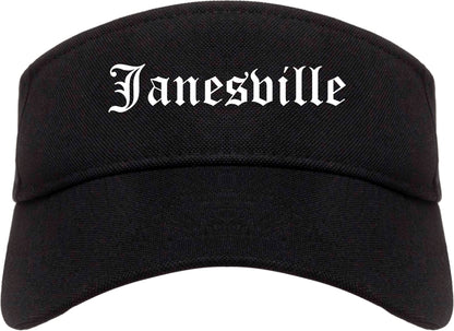 Janesville Wisconsin WI Old English Mens Visor Cap Hat Black