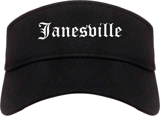 Janesville Wisconsin WI Old English Mens Visor Cap Hat Black