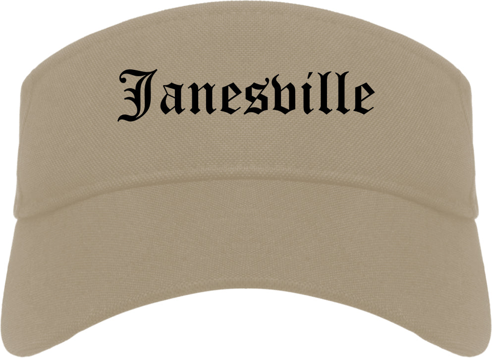 Janesville Wisconsin WI Old English Mens Visor Cap Hat Khaki