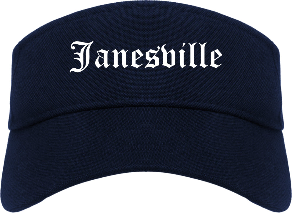 Janesville Wisconsin WI Old English Mens Visor Cap Hat Navy Blue