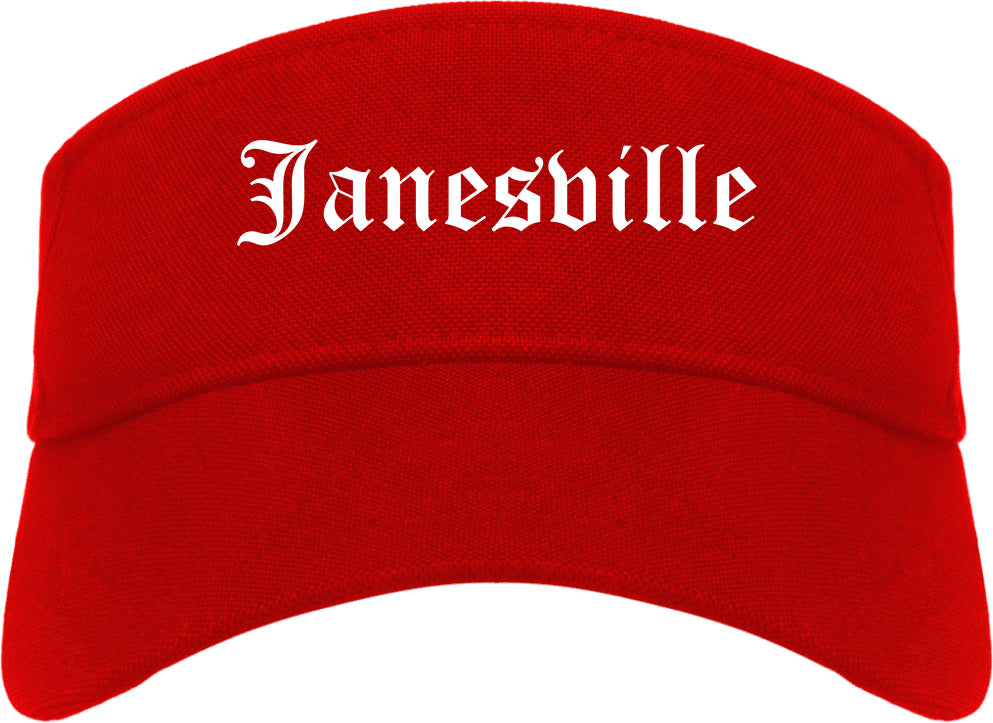 Janesville Wisconsin WI Old English Mens Visor Cap Hat Red