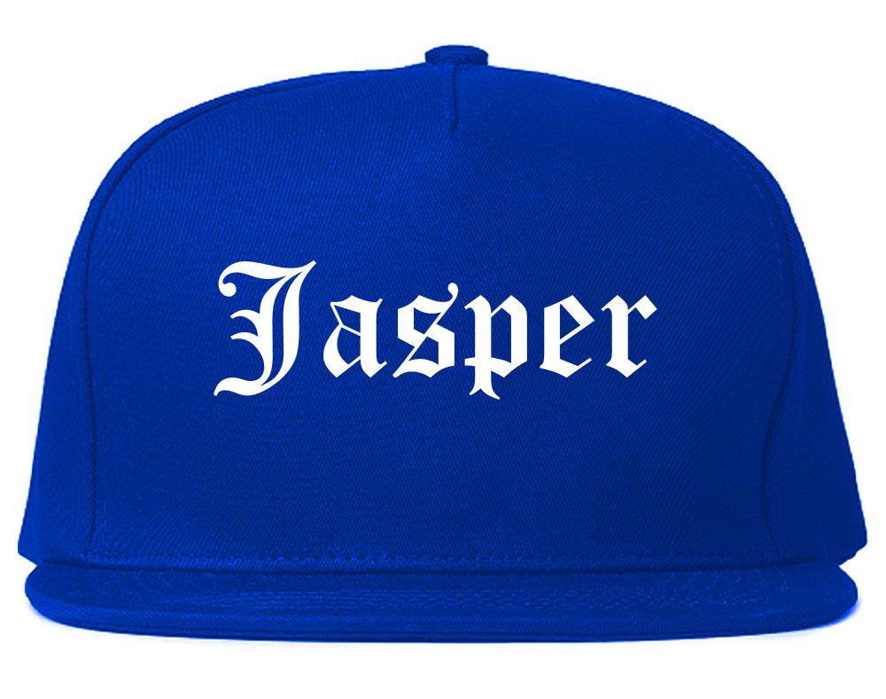 Jasper Alabama AL Old English Mens Snapback Hat Royal Blue