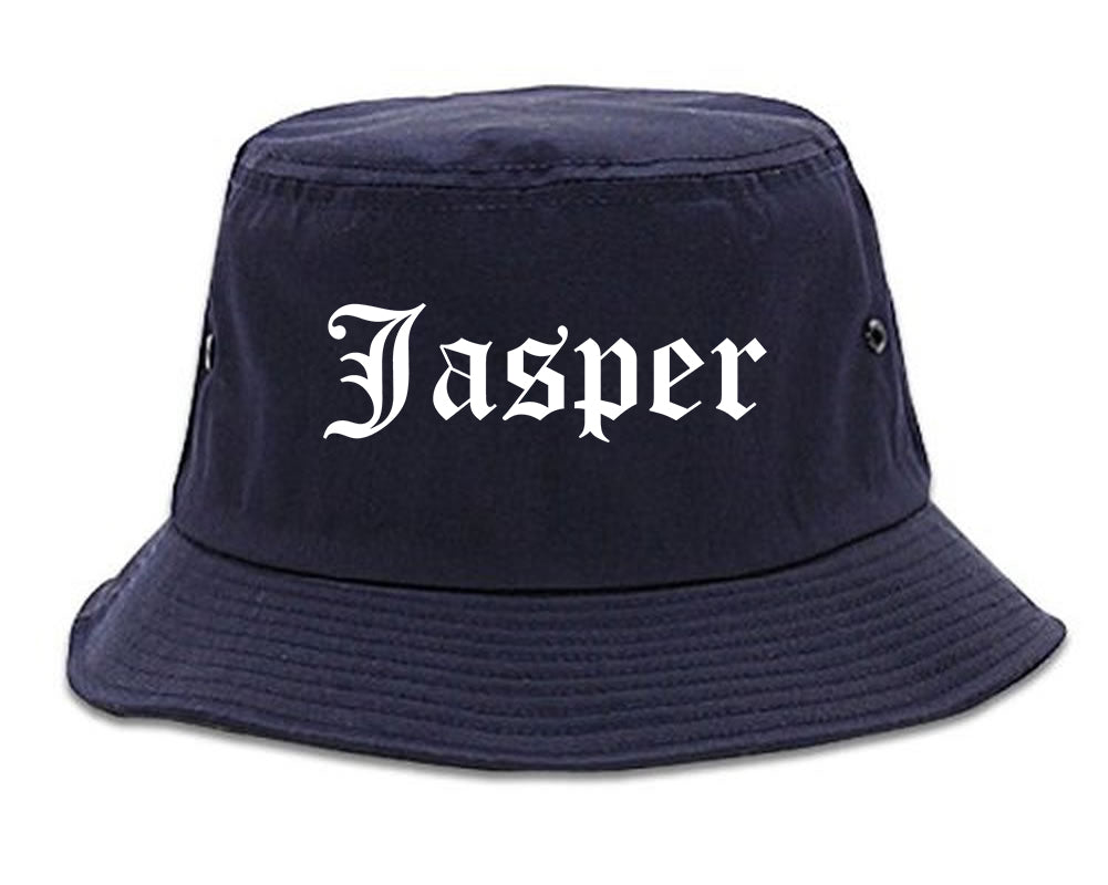 Jasper Alabama AL Old English Mens Bucket Hat Navy Blue