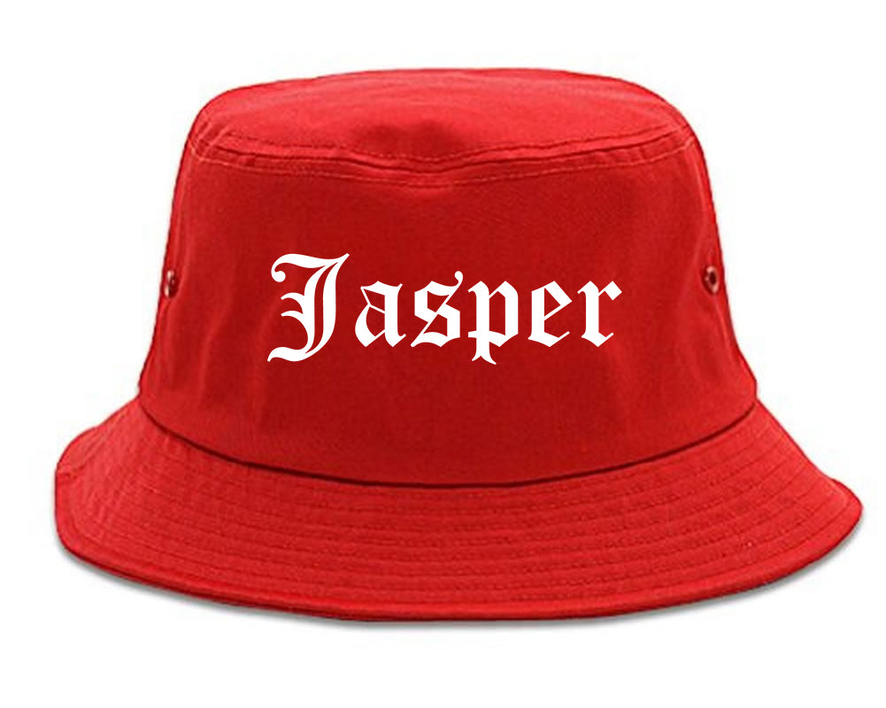 Jasper Alabama AL Old English Mens Bucket Hat Red