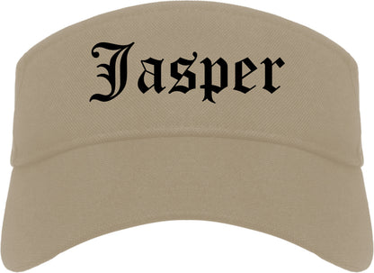 Jasper Alabama AL Old English Mens Visor Cap Hat Khaki