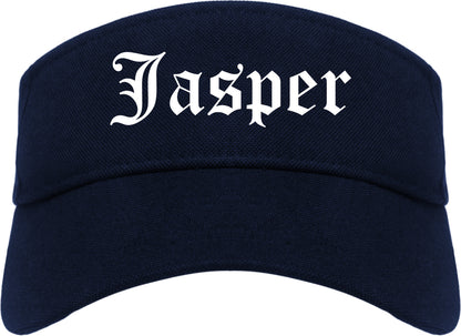 Jasper Alabama AL Old English Mens Visor Cap Hat Navy Blue