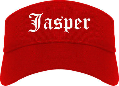 Jasper Alabama AL Old English Mens Visor Cap Hat Red