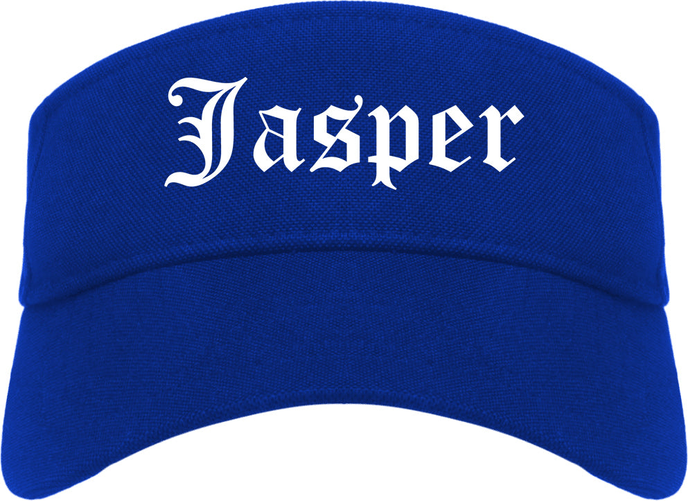 Jasper Alabama AL Old English Mens Visor Cap Hat Royal Blue