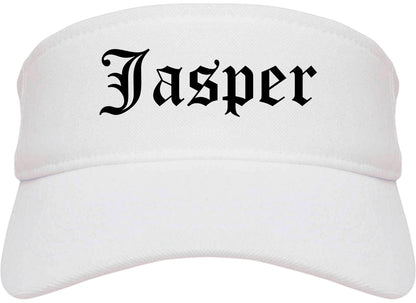 Jasper Alabama AL Old English Mens Visor Cap Hat White
