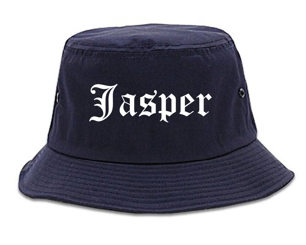 Jasper Indiana IN Old English Mens Bucket Hat Navy Blue