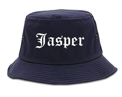 Jasper Indiana IN Old English Mens Bucket Hat Navy Blue