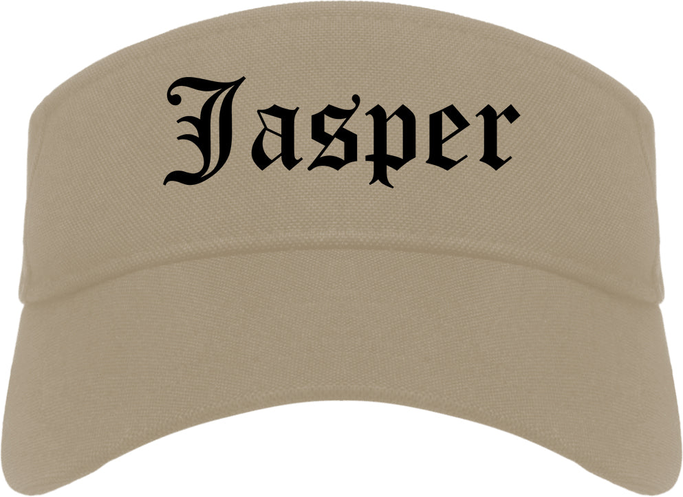 Jasper Indiana IN Old English Mens Visor Cap Hat Khaki