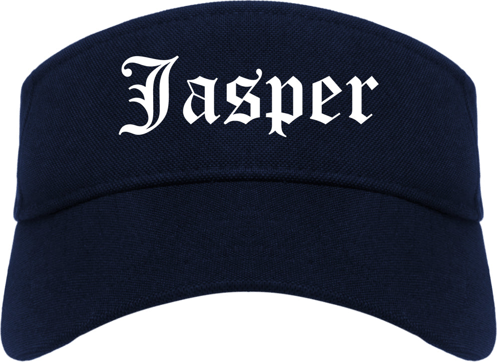 Jasper Indiana IN Old English Mens Visor Cap Hat Navy Blue