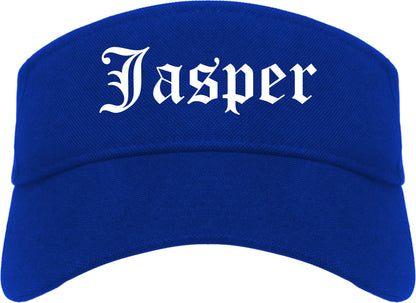 Jasper Indiana IN Old English Mens Visor Cap Hat Royal Blue
