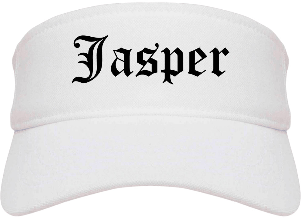 Jasper Indiana IN Old English Mens Visor Cap Hat White
