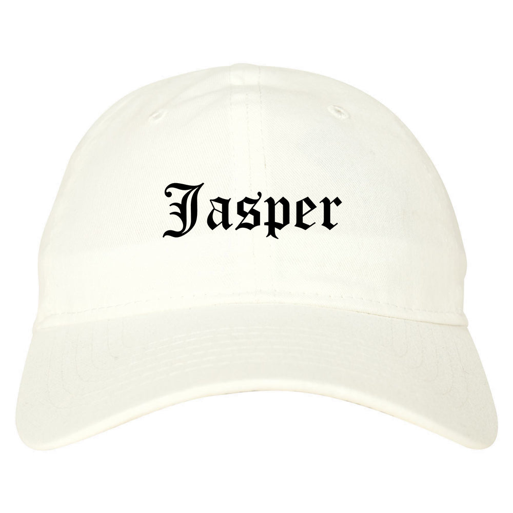 Jasper Texas TX Old English Mens Dad Hat Baseball Cap White