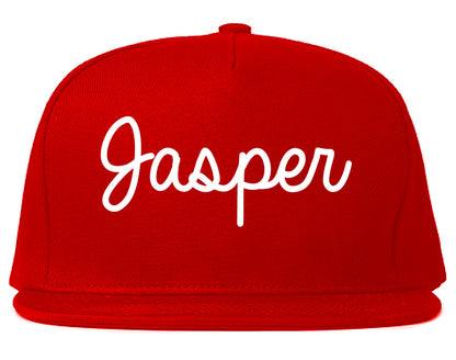 Jasper Texas TX Script Mens Snapback Hat Red