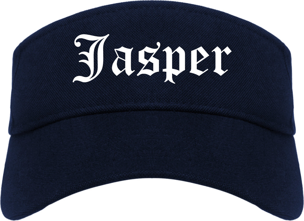 Jasper Texas TX Old English Mens Visor Cap Hat Navy Blue