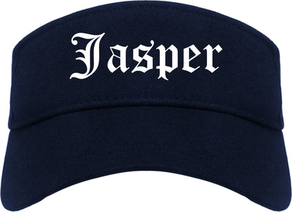 Jasper Texas TX Old English Mens Visor Cap Hat Navy Blue